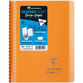 Carnet Dessin-Croquis Clairefontaine Koverbook A5 125 g Modèle aléatoire