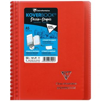 Carnet Dessin-Croquis Clairefontaine Koverbook A5 125 g Modèle aléatoire