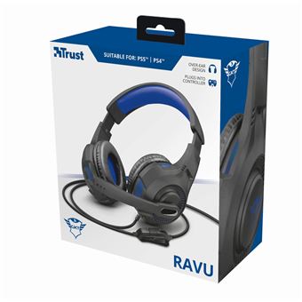 Micro casque circum-aural filaire Gaming Trust GXT 307B Ravu Noir et bleu pour PS4/PS5