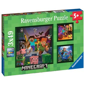 Puzzle enfant 3x49 pièces Ravensburger Biomes de Minecraft