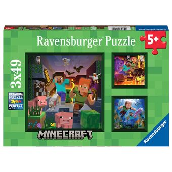 Puzzle enfant 3x49 pièces Ravensburger Biomes de Minecraft