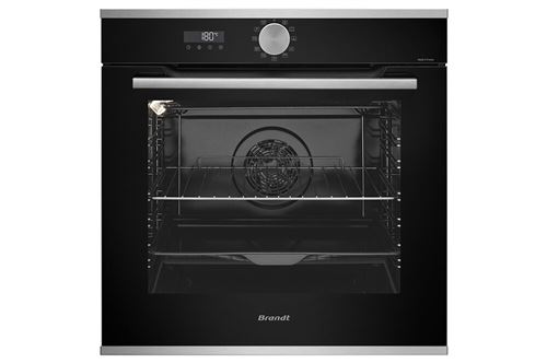 Brandt Four Multionction Pyrolyse 73 L - Prog Electronique Manette Led Blanc - Chaleur Tournante - 9 Positions Cuisson Dont 3 Prog Vapeur - 2 Prog Pyro - Fonction Nettoyage Clean 39 Mn Porte Froide -Classe A+