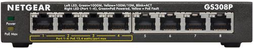 Switch réseau Netgear GS308P 8 ports RJ45 Gigabit Noir
