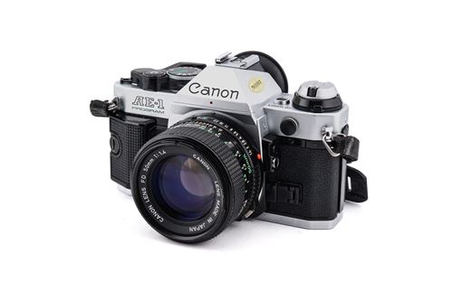 Appareil photo argentique Canon AE-1 Program Noir et Argent + 50 mm f1.4 FDn Reconditionné