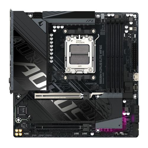 GIGABYTE B850M AORUS ELITE WIFI6E Carte mère Processeurs AMD Ryzen série 9000 VRM numérique 12+2+2 phases jusqu'à 8200 MHz DDR5 O.C. 1x .2 PCIe 5.0 + 1x .2 PCIe 4.0 Wi Fi 6E LAN 2.5 GbE USB 3.2 Gen 2 Neuf - vue 8