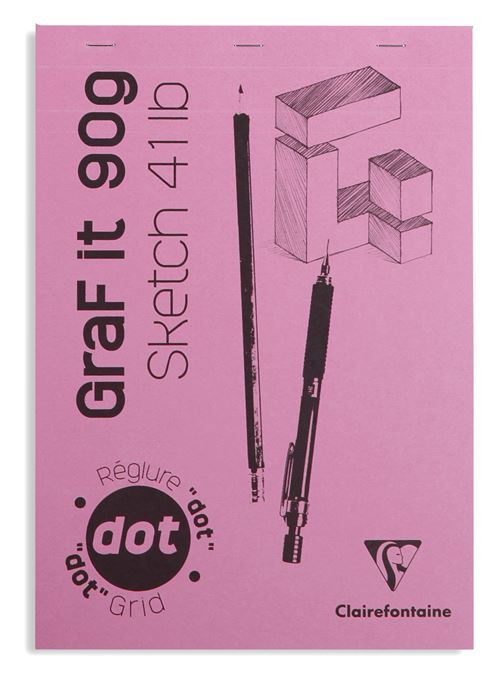 Bloc encoll&eacute; de 80 feuilles A4 Clairefontaine Graf It Dot Mod&egrave;le al&eacute;atoire