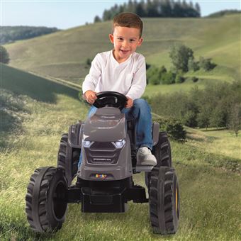 Grand tracteur à pédales Smoby avec remorque Noir