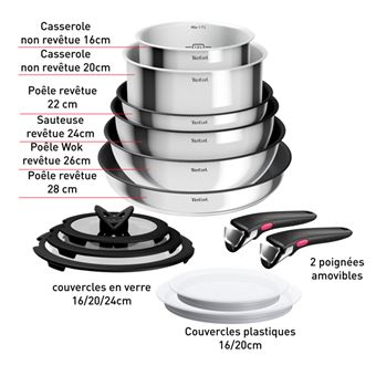 Batterie de cuisine Tefal Ingenio Emotion 13 pièces L897SD04 Inox