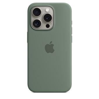 Coque en silicone avec MagSafe pour iPhone 15 Pro Cyprès