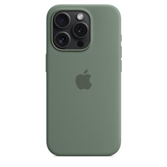 Coque en silicone avec MagSafe pour iPhone 15 Pro Cyprès