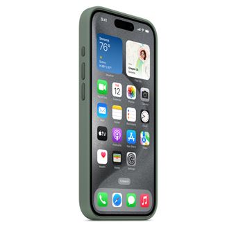 Coque en silicone avec MagSafe pour iPhone 15 Pro Cyprès