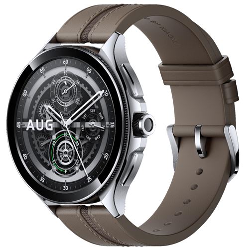 Montre Connectée Xiaomi Mi Watch 2 Pro 46 Mm Bluetooth Argent Avec Bracelet Cuir Marron