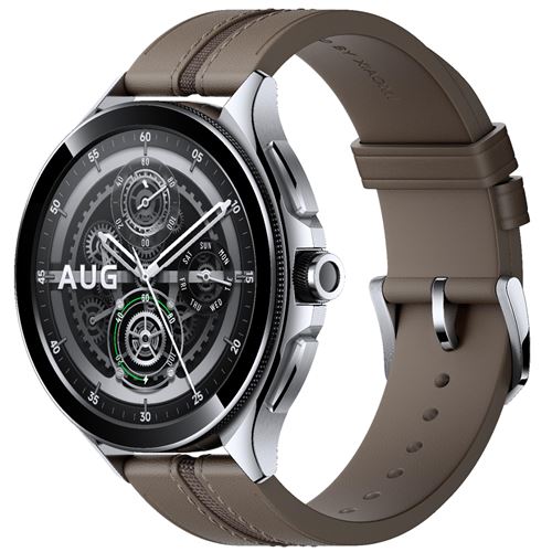 Montre connectée Xiaomi Watch 2 Pro 46 mm Bluetooth Argent avec bracelet Cuir Marron