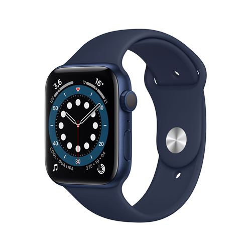 Apple Watch Series 6 GPS, 44mm boitier aluminium bleu avec bracelet sport  bleu marine - Apple Watch - Achat \u0026 prix | fnac