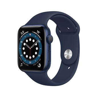 Apple Watch Series 6 GPS, 44 mm kast van blauw aluminium met marineblauw  sportbandje - Fnac.be - Apple Watch