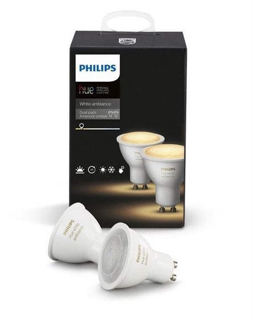 Pack de 2 ampoules connectées Philips Hue White ambiance GU10