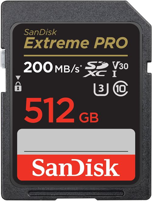 SanDisk Extreme Pro - Carte mémoire flash - 512 Go - Video Class V30 / UHS-I U3 / Class10 - SDXC UHS-I