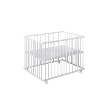 Parc Pliant En Bois 3 Niveaux Geuther Basic 4 Roulettes Blanc Produits Bebes Fnac