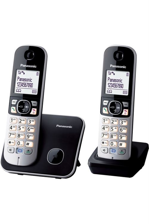 Panasonic Noir Téléphone Fixe Sans Fil Kx-Tg6812 Dect Duo