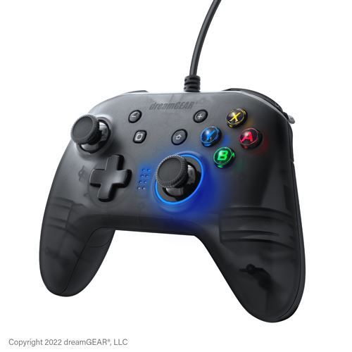 Justforgames Noir Transparent Manette Filaire Just For Games Dreamgear Shadow Pour Nintendo Switch/Modèle Oled/Pc