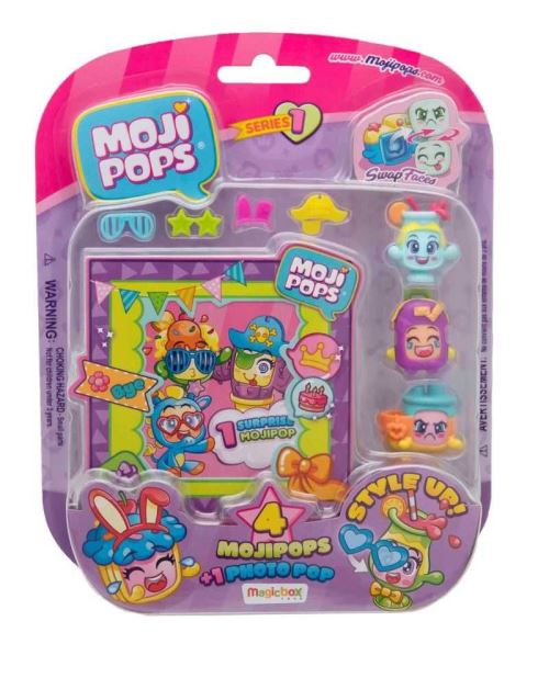 Blister de 4 MojiPops Megableu avec Photo Pop Série 1 Modèle aléatoire
