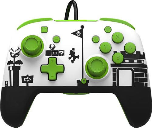 Manette filaire Pdp Super Mario pour Nintendo Switch/Nintendo Switch Modèle OLED Vert et Blanc
