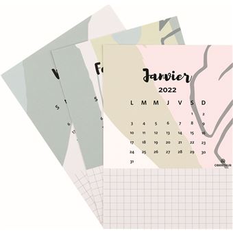 Calendrier mensuel illustré sur chevalet Oberthur 2022 10,5 x 15 cm Doré