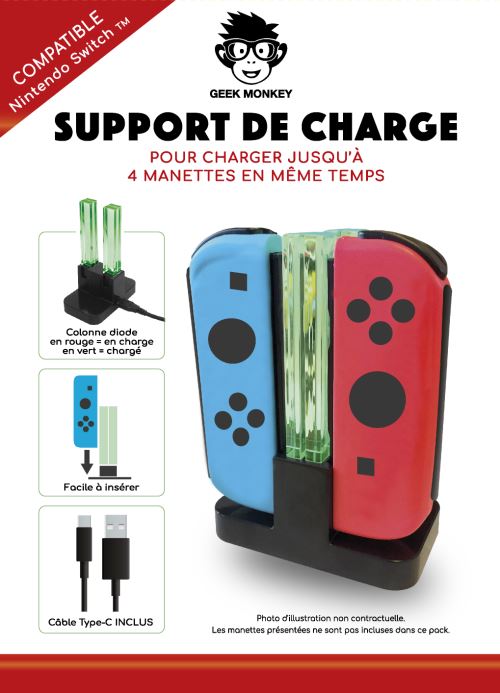 Geek Monkeys controller oplaadstandaard voor Nintendo Switch Zwart
