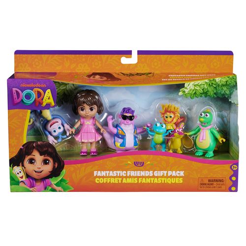 Spin Master Dora - C Cadeau Amis Fantastiques - 5 Figurines Avec L'Héroïne, Babouche Tico Véra Et Le Trio Fiesta - Figurine À Collectionner - Dessin Animé Jouet Maison De Poupée - Jouet Enfant 3 Ans Et +