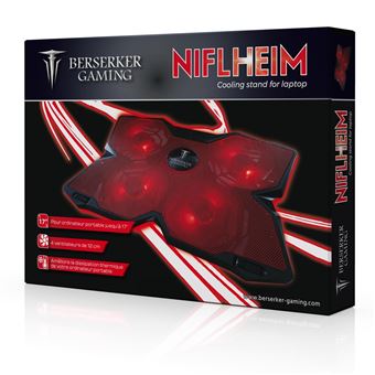 Support ventilé Alpha Omega Players Berserker Gaming Niflheim pour ordinateur portable 17" Noir et Rouge