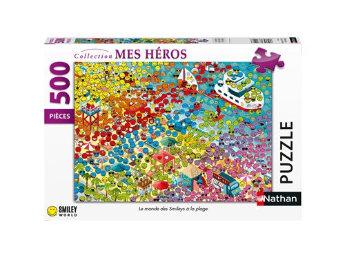 Puzzle 500 pièces Nathan Le monde des Smileys à la plage