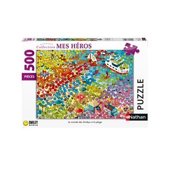 Puzzle 500 pièces Nathan Le monde des Smileys à la plage