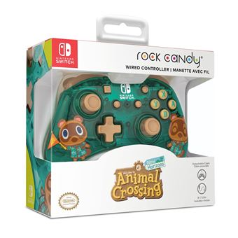 Manette gaming filaire pour Nintendo Switch Pdp Rock Candy Mini Animal Crossing