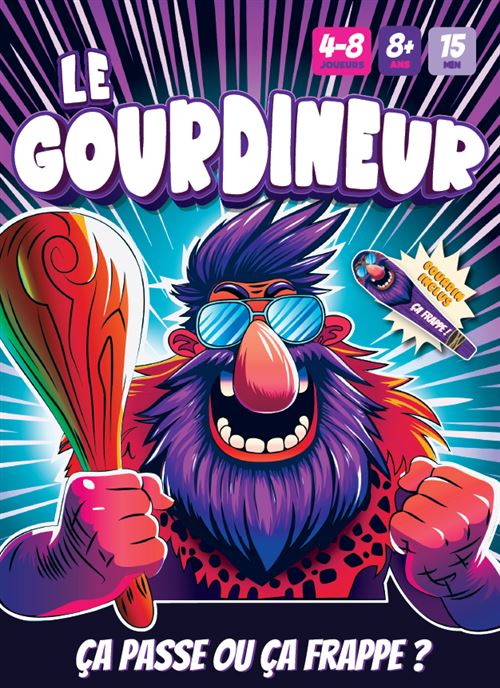 Zenagame Le Gourdineur Jeu d’Ambiance Familial et Party Game 3 à 8 Joueurs Dès avec Gourdin Gonflable Ardoises et Cartes