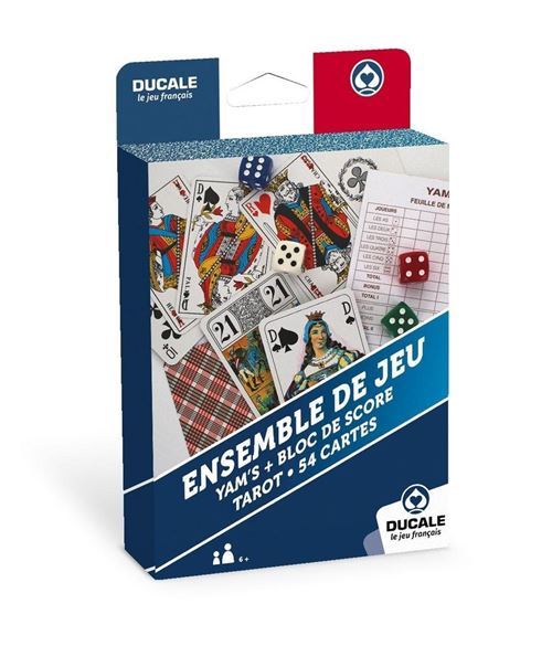 Ensemble de jeu Cartamundi Jeu de dés Yam avec bloc de score et Jeu de tarot 54 cartes