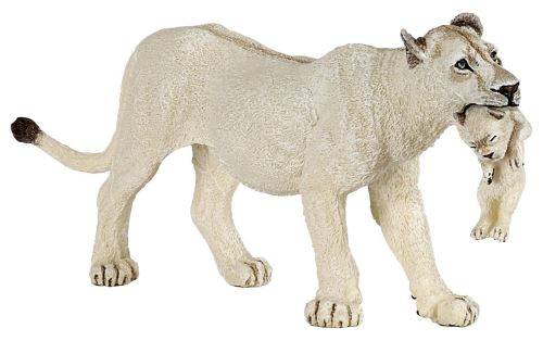 Figurine Papo Lionne blanche avec lionceau