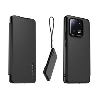 Etui folio au touché peau pour Xiaomi 13 Pro Made For Xiaomi + Dragonne amovible Noir