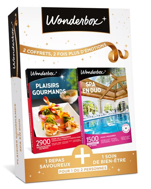 Coffret cadeau Wonderbox Plaisirs gourmands et Spa en duo