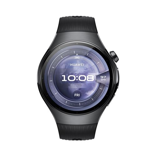 Montre connectée Huawei Watch 5 46 mm Bluetooth Noir avec bracelet en fluoroélastomère Noir