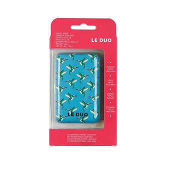 Batterie externe Le Duo Colibris 5000 mAh Bleu