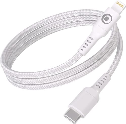 Câble tressé BigBen Connected USB-C vers Lightning 1,2 m Blanc