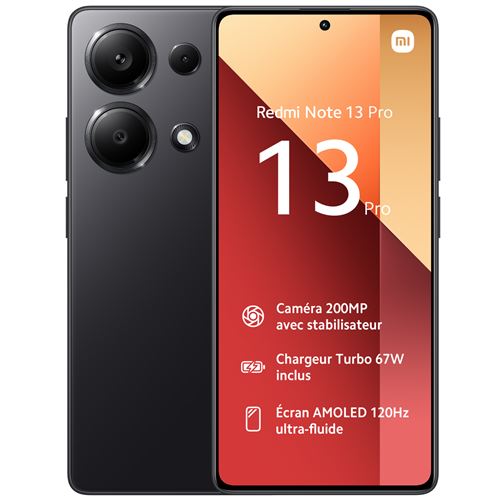 Smartphone Xiaomi Redmi Note 13 Pro 6.67"" Double SIM 512Go Noir État correct - Xiaomi reconditionné disponible sur Fnac