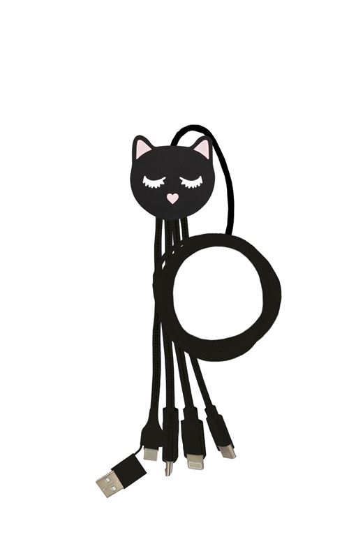 Câble de charge universel 3 en 1 Yello koko Andy 1 m Chat Noir