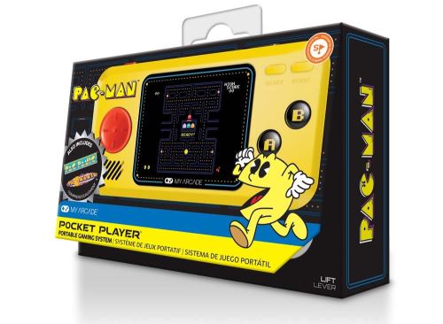 pac man hits handheld gaming system