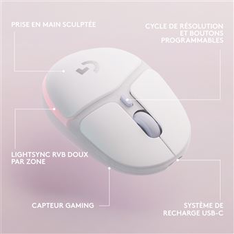 Souris Gaming sans fil Bluetooth Logitech G705 Blanc