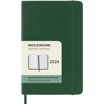 Agenda civil semainier Moleskine 2024 12 mois Format de Poche Couverture Souple Vert Myrte