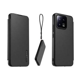 Etui à rabat au touché peau pour Xiaomi 13 Pro Made For Xiaomi + Dragonne amovible Noir