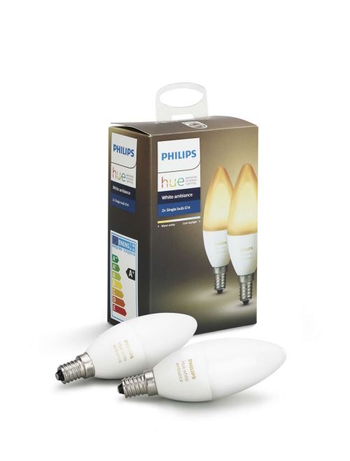 Pack de 2 ampoules connectées Philips Hue White ambiance Flamme Duobox E14