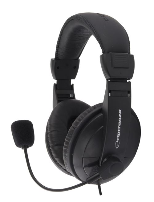 Casque PC stéréo Esperanza Concerto EH103 avec microphone Noir