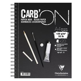 Bloc spiralé Clairefontaine Cray’On A4 20 feuilles Papier Noir